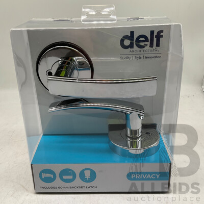 DELF TRADE Liera Privacy Lever Set on Round Rosette Bright Chrome (X5) - Total ORP $499.99