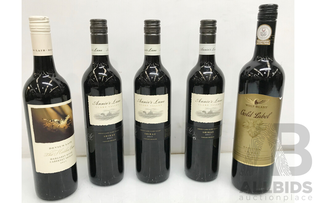 Assorted Lot of Shiraz Wines - Lot of 5