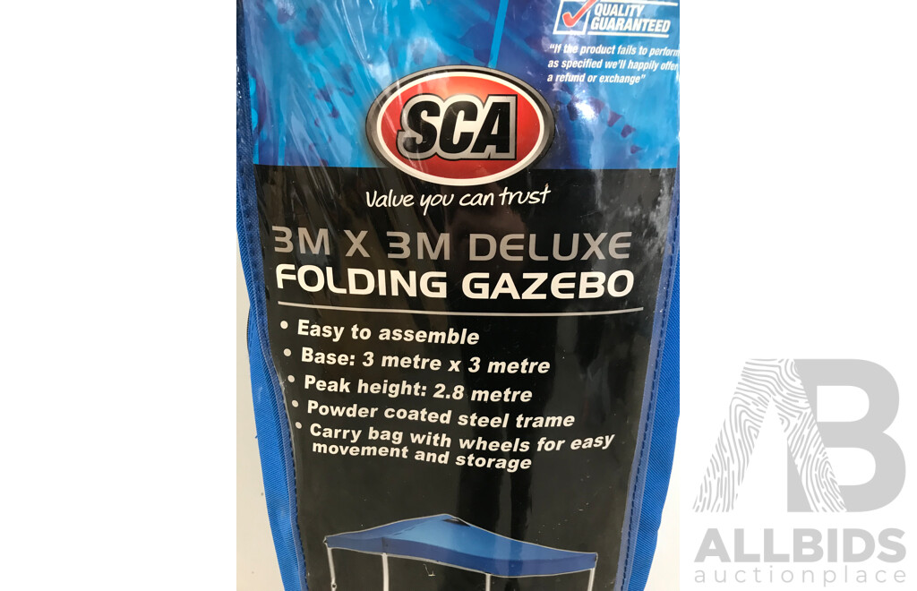 SCA 3m X 3m Deluxe Folding Gazebo