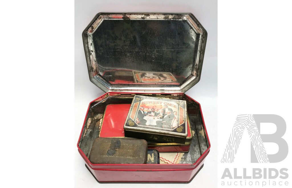 Vintage Chocolate, Cigarette, and Tool Tins - Lot of 6
