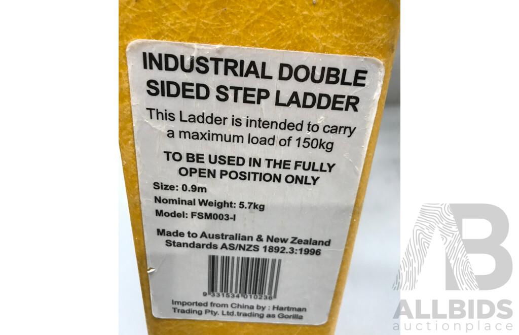 Gorilla (FSM003-I ) 0.9m 150kg Industrial Double Sided Step Ladder