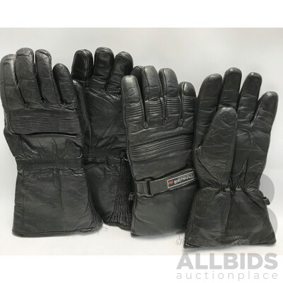 Pair of Men's Black Leather Gloves - Lot of 2