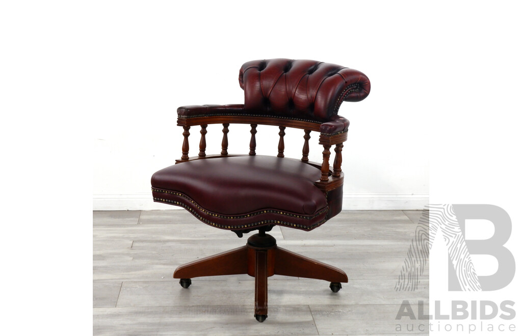 Reproduction Antique Leather Desk Chair