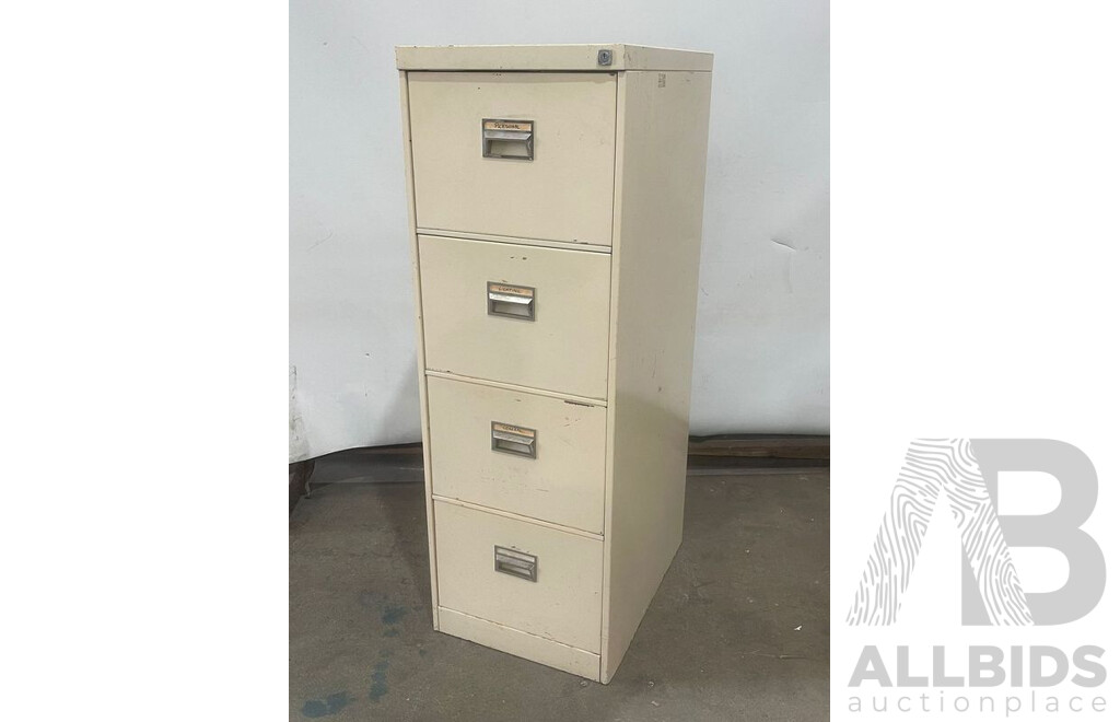 Beige 4 Drawer Filing Cabinet