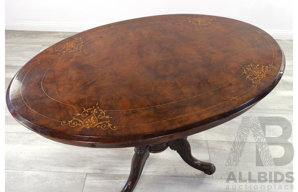Edwardian Inlayed Flame Mahogany Occasional Table