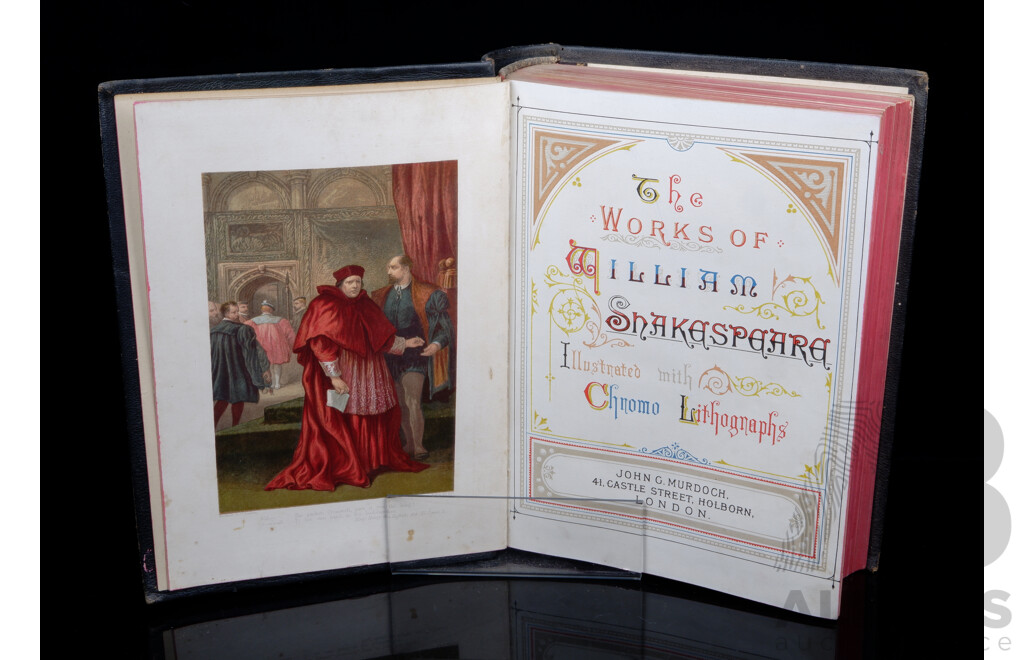 The Complete Works of Shakespeare, Vol 1, John G Murdoch, London 1880, Full Tooled Leather Bound Hardcover