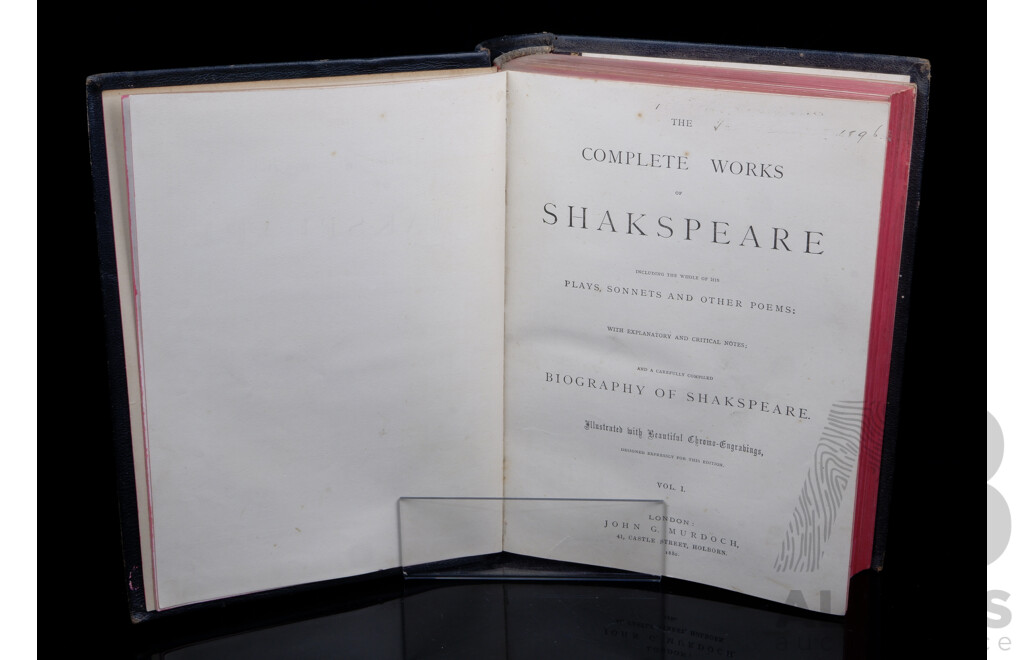 The Complete Works of Shakespeare, Vol 1, John G Murdoch, London 1880, Full Tooled Leather Bound Hardcover