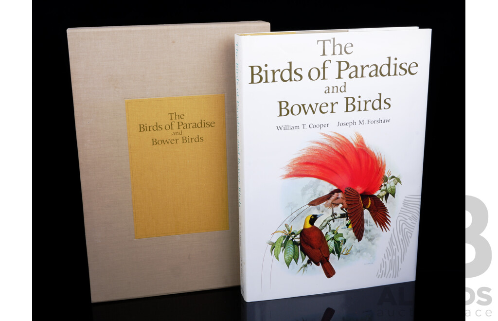 The Birds of Paradise and Bower Birds, William T Cooper, Joseph M Forshaw, William Collins, Sydney, 1977, Cloth Bound Hardcover with Dust Jacket in Slip Case