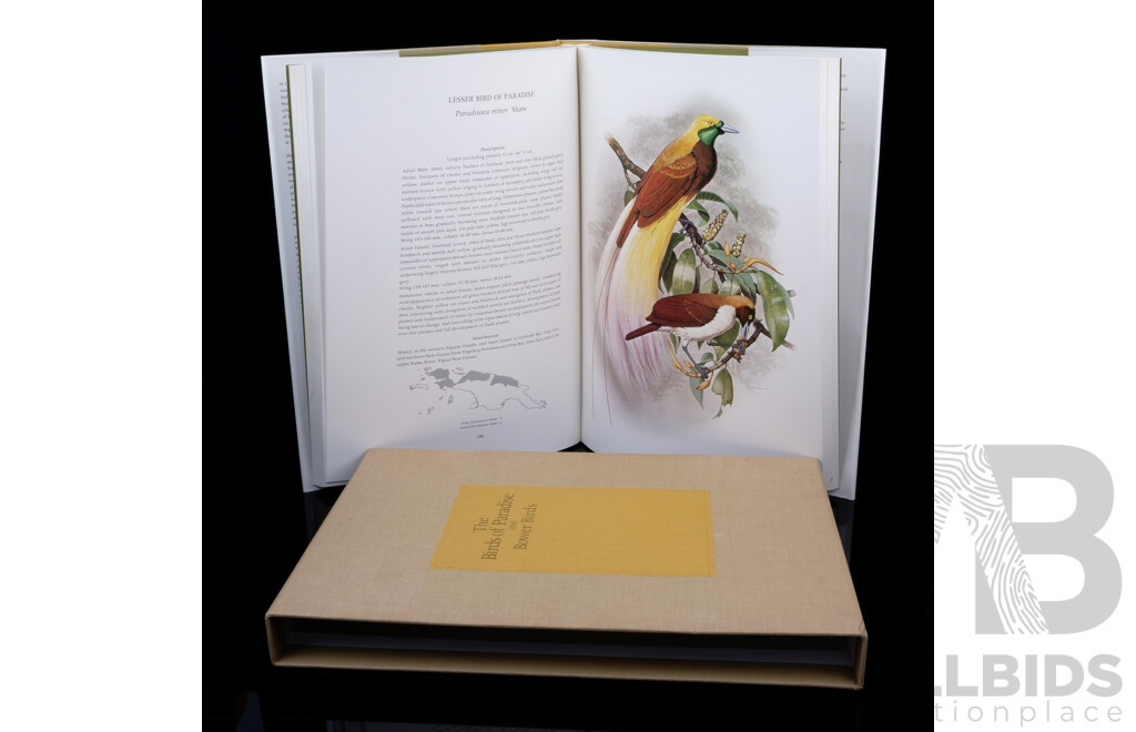 The Birds of Paradise and Bower Birds, William T Cooper, Joseph M Forshaw, William Collins, Sydney, 1977, Cloth Bound Hardcover with Dust Jacket in Slip Case