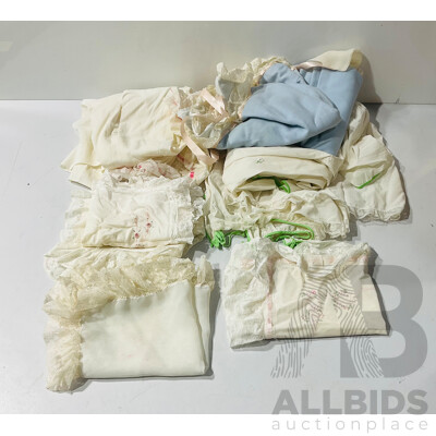 Collection Vintage Cloth and Lace Items Including Baby Clothes