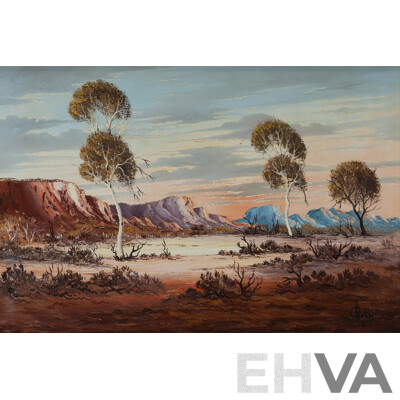 Henk Guth (1921- 2003), In the MacDonnell Ranges, Central Australia 1982., Oil on Canvas