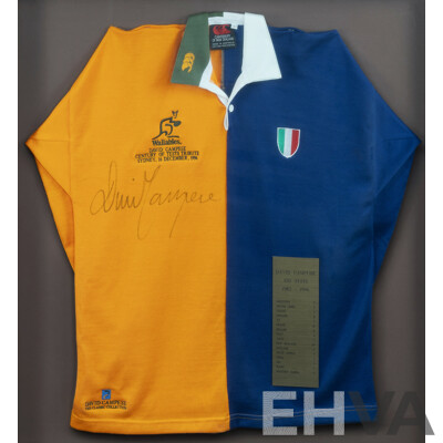 Signed David Campese Wallabies/Italian Rugby Jersey, Honouring David Campese's 100th Test Appearance, 16th December 1996