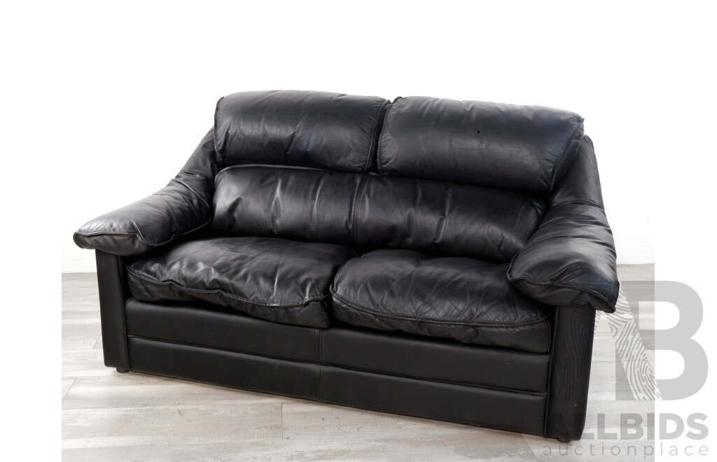 Black Leather Three Piece Lounge Suite by Pegar
