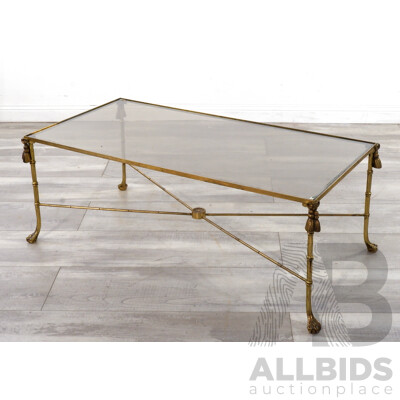 Bamboo Style Brass Glass Top Coffee Table