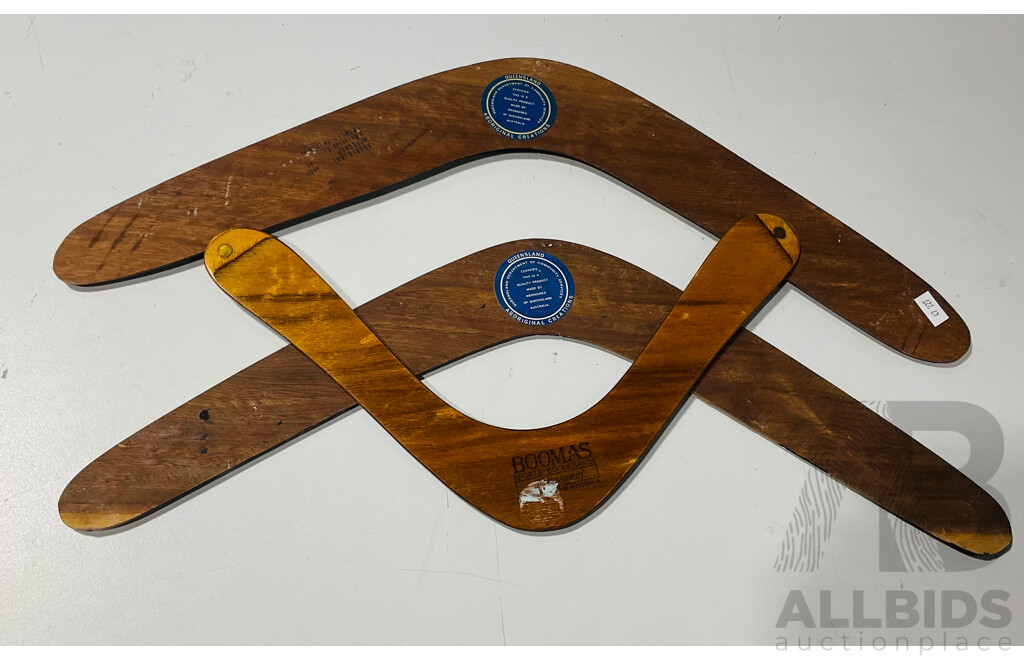 Three Hand-Painted and Decorated Australian Boomerangs (3)