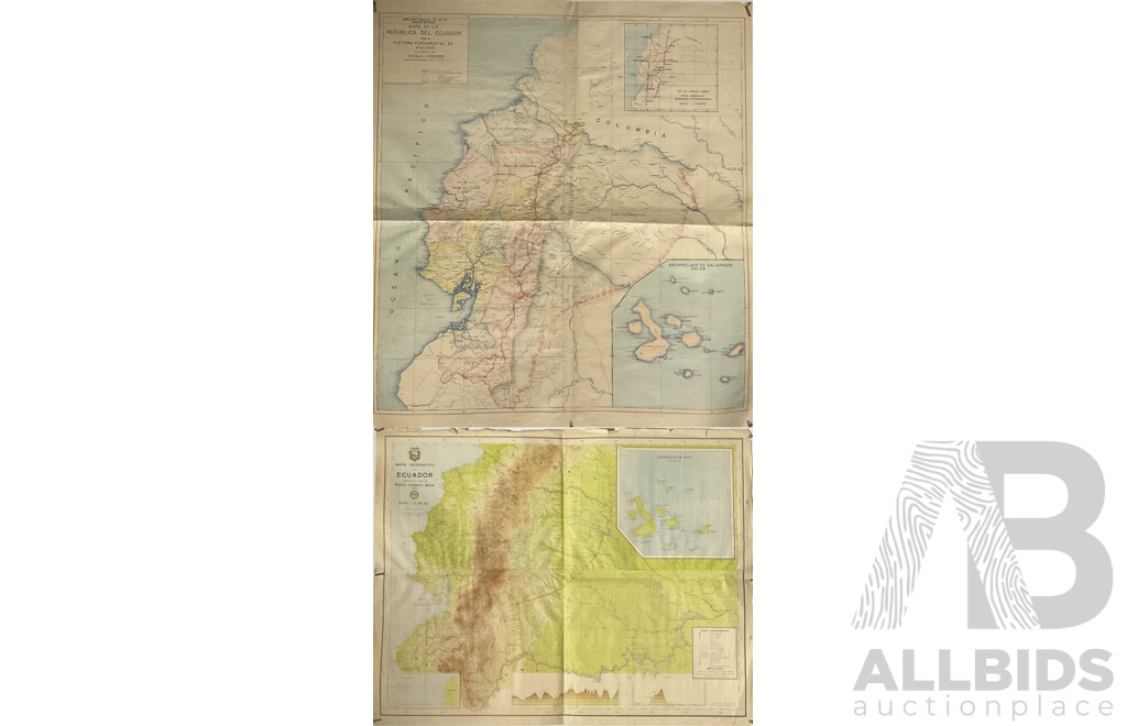 Two Vintage Maps of Ecuador Dated 1948 & 1950