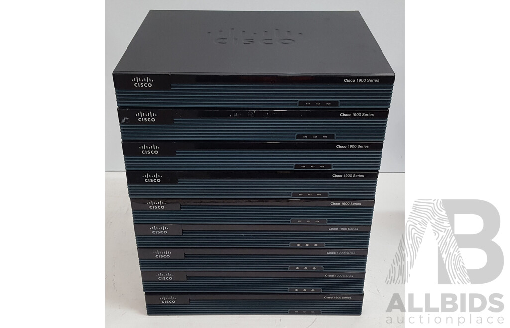 Cisco (CISCO1921/K9) 1900 Series Integrated Service Routers - Lot of Nine