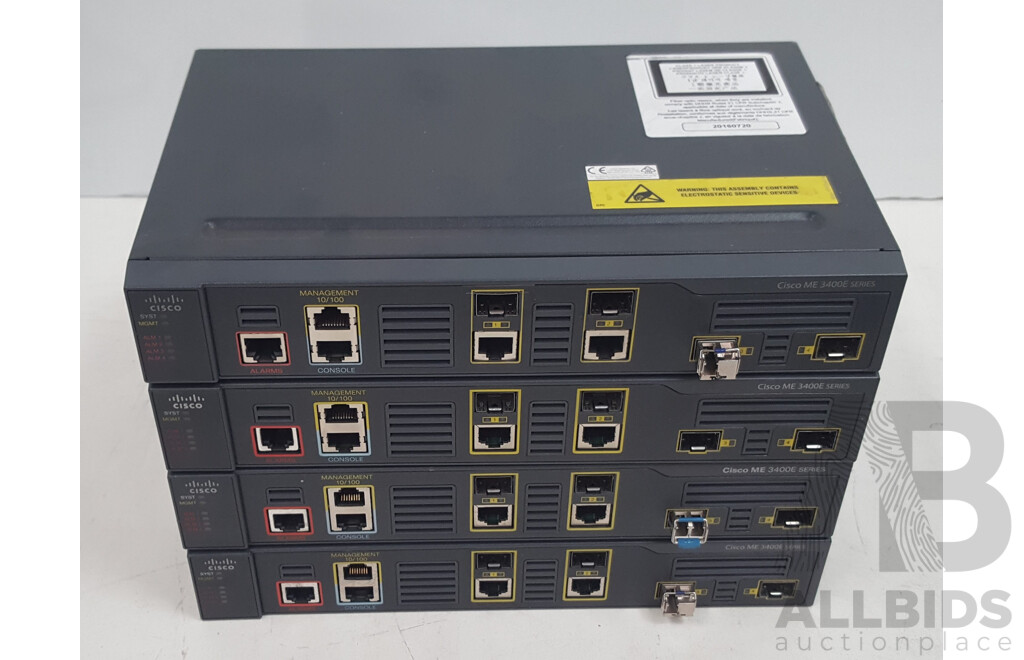 Cisco (ME-3400EG-2CS-A) ME 3400E Series Ethernet Access Switch - Lot of Four