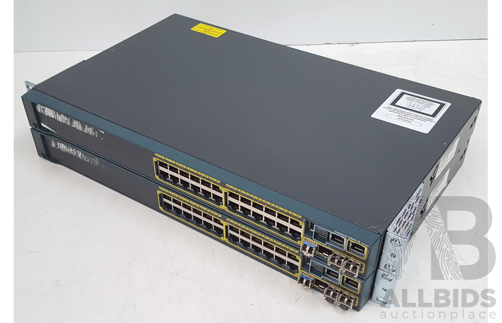 Cisco (WS-C2960S-24TS-L) Catalyst 2960-S Series 24-Port Gigabit Ethernet Switch - Lot of Two