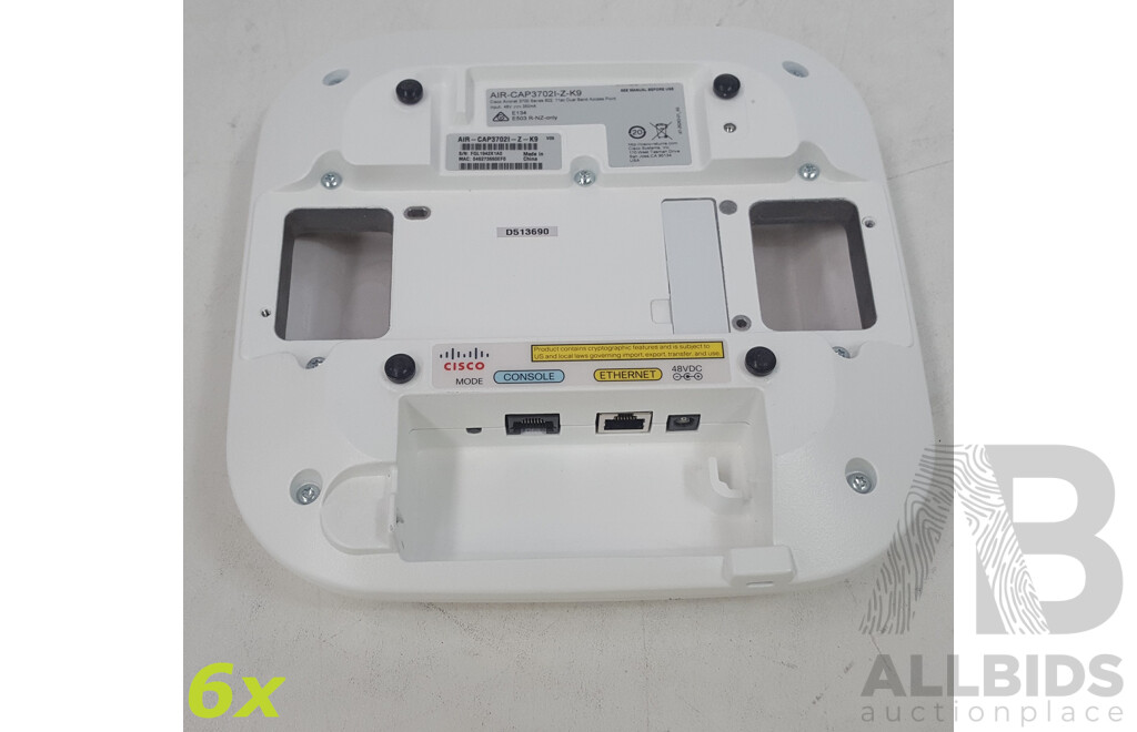 Cisco (AIR-CAP3702I-Z-K9) Aironet 3700 Series 802.11ac Dual Band Access Point - Lot of Six