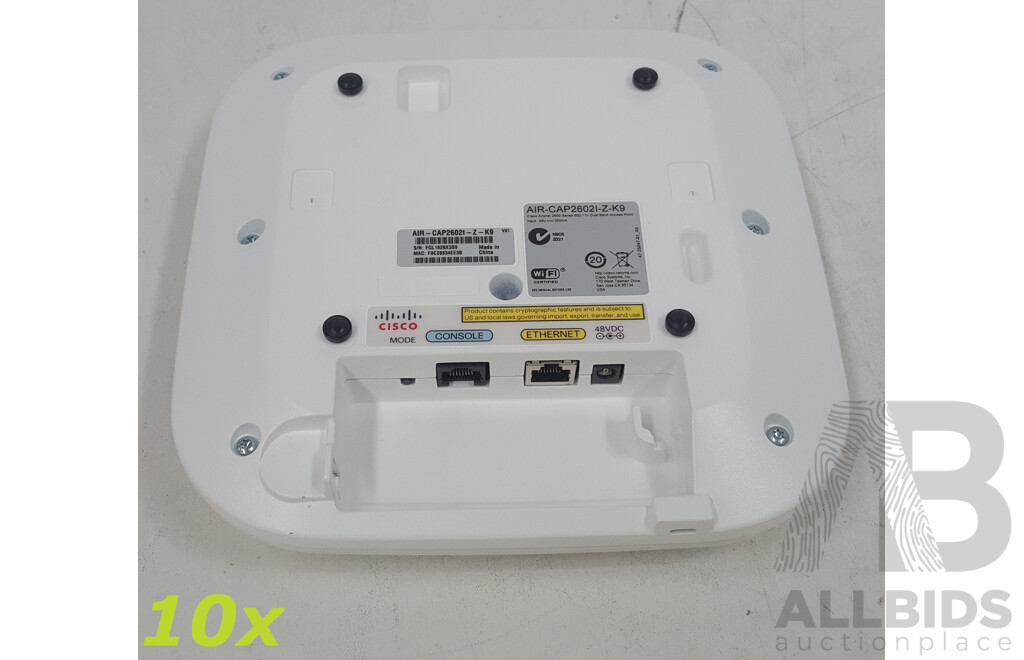 Cisco (AIR-CAP2602I-Z-K9) Aironet 2600 Series 802.11n Dual Band Access Point - Lot of 10