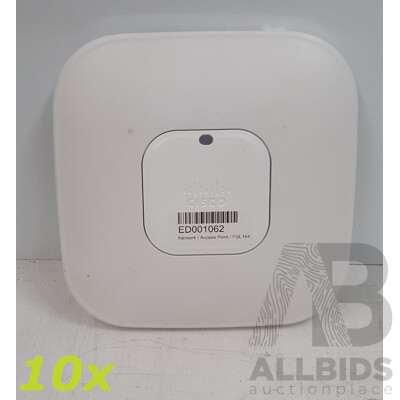 Cisco (AIR-CAP3602I-N-K9) 3600 Series Aironet 802.11n Dual Band Access Point - Lot of 10