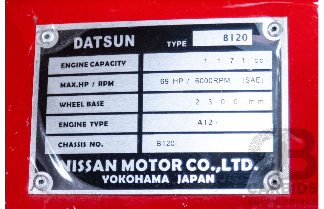 3/1974 Datsun 1200 B120 2d Utility Red 1.2L