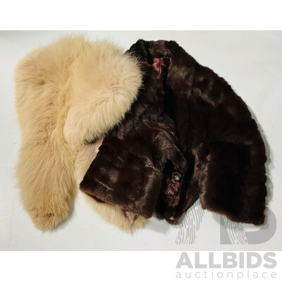 White Fur Stole by Cornelius Sydney Along with Another Fur Stole