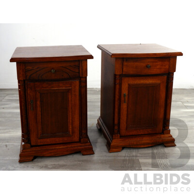 Pair Of Oak Single Door Bedside Cabinets by Wentworth Furniture