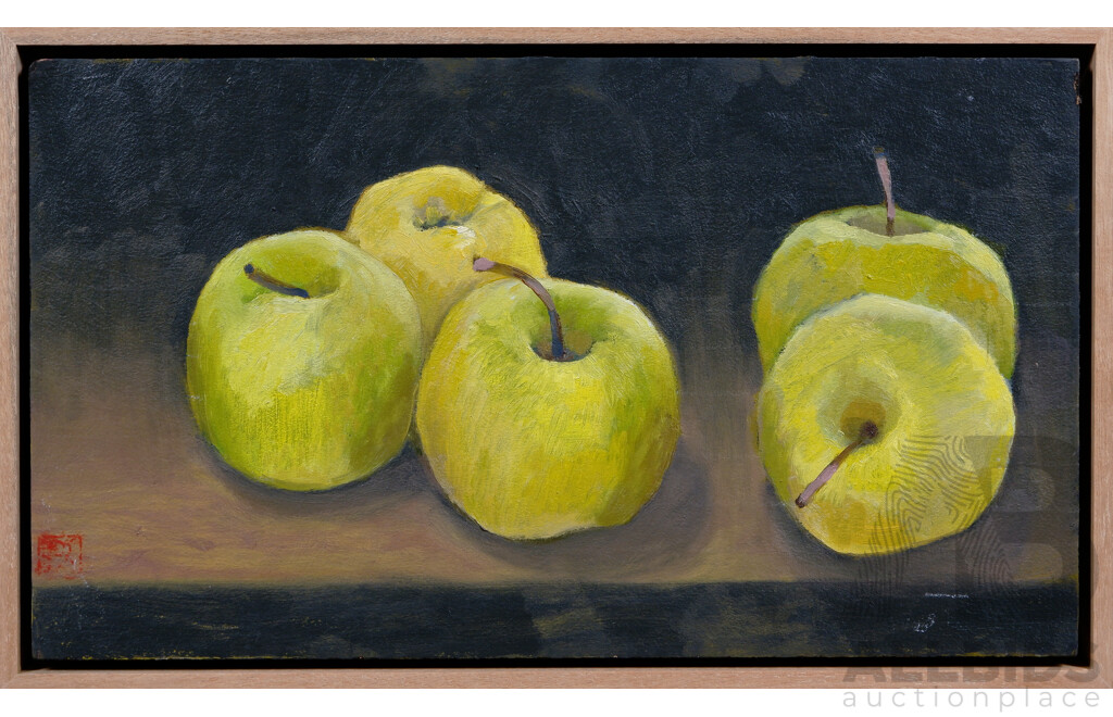 Robin Howard, Five Apples, Oil on Board