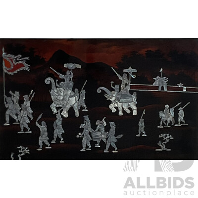Chinese Processional Scene with Mother of Pearl Inlay
