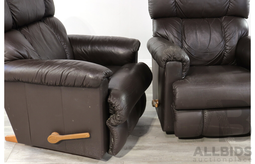 Pair of LA-ZY-BOY Reclining Leather Armchairs