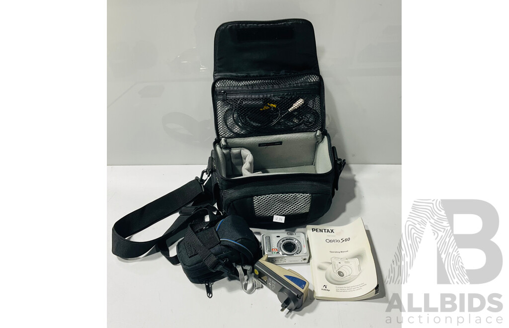 Lowepro Camera Bag with Pentax Optio S60 Digital Camera, Charger and Operating Manual