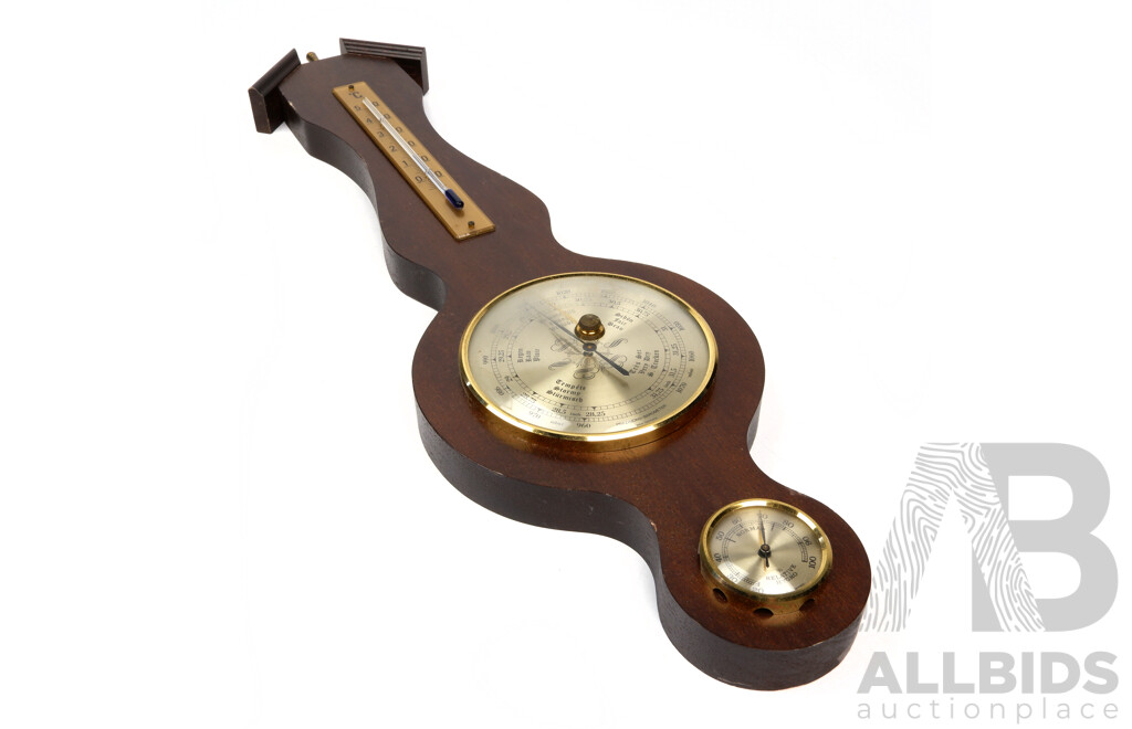 Vintage Prazisions Oak Wall Mount Weather Station Barometer, Thermometer and Hygrometer, Made in West Germany