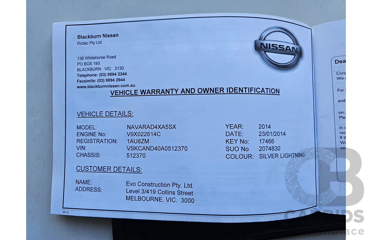 1/2014 Nissan Navara ST-X 550 (4x4) D40 MY12 Dual Cab Utility Silver 3.0L