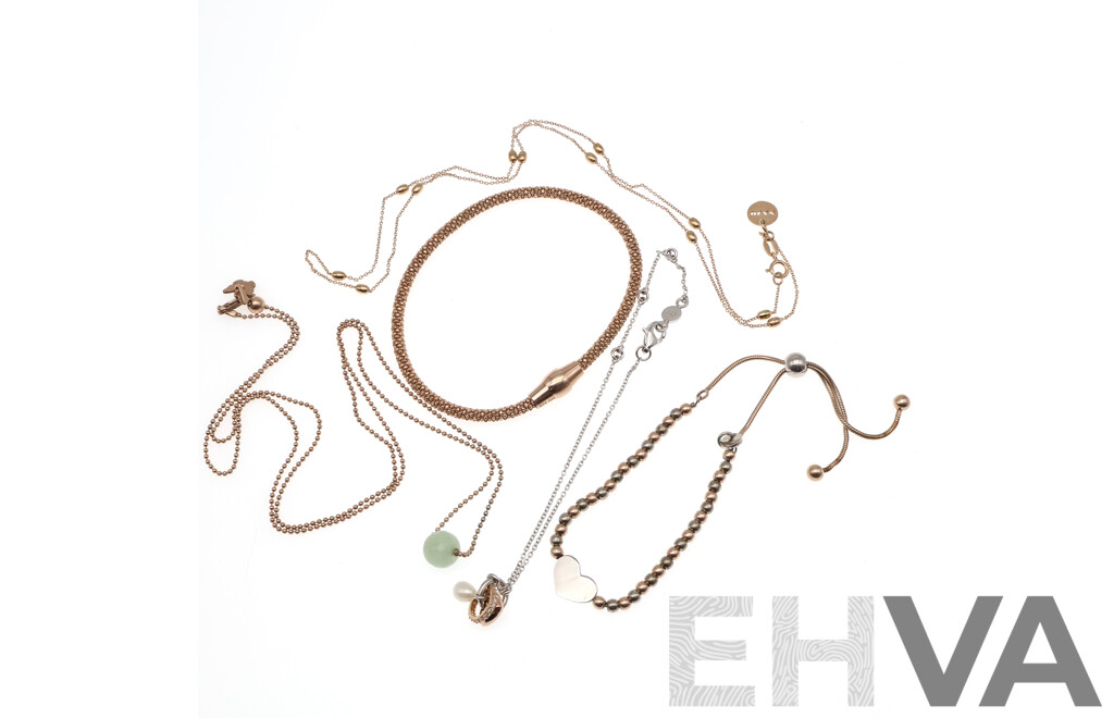 Collection of Sterling Silver Rose Jewellery, Including Najo, Mimco and Other Brands, 21.16 Grams
