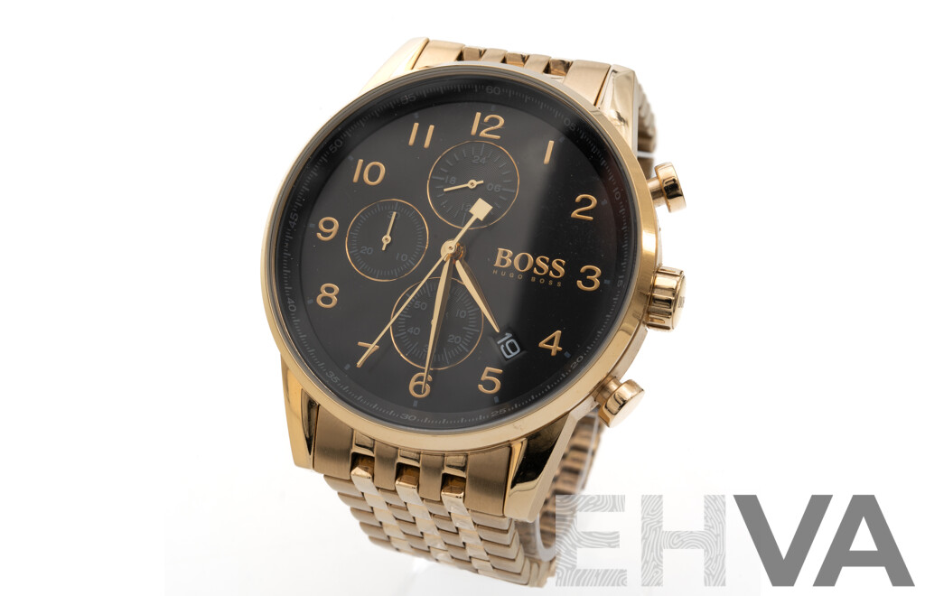 Hugo Boss 44mm Mens Gold Tone Dress Watch, Model 151531