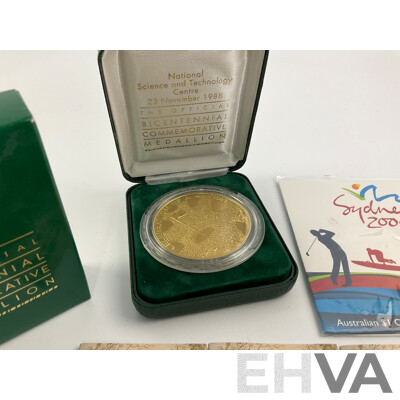 Australian Commemorative One Dollar Coins Including 1995 Waltzing Matilda 'S' Mint Mark(5) 2004 Eureka, 2022 AFL Essendon, 2002 Year of Outback, 2009 World Masters Games, 1991 Fifty Cent 25 Years Decimal Currency...........
