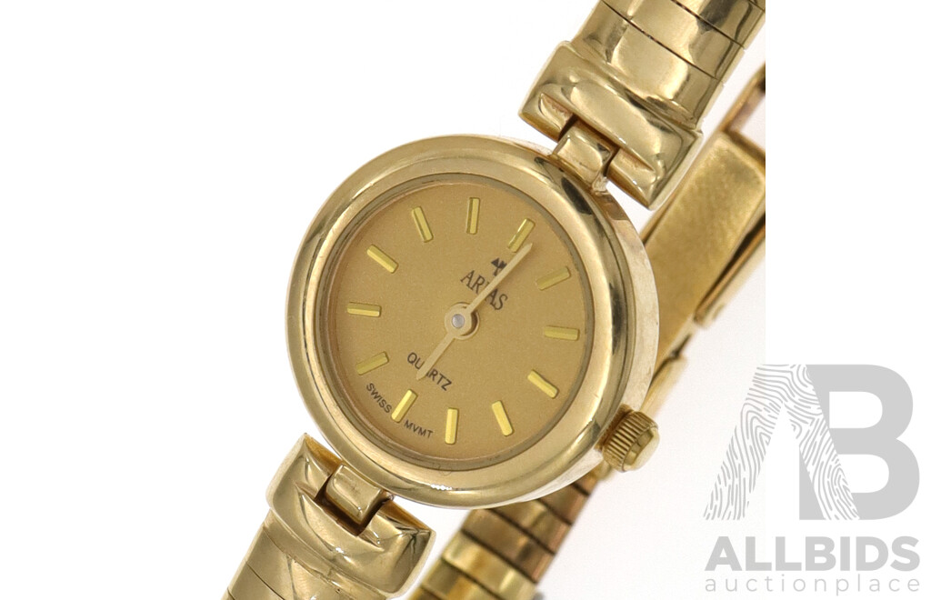 Arpas 14ct Yellow Gold Ladies Watch Including Band, Both Hallmarked 585, 25.0 Grams