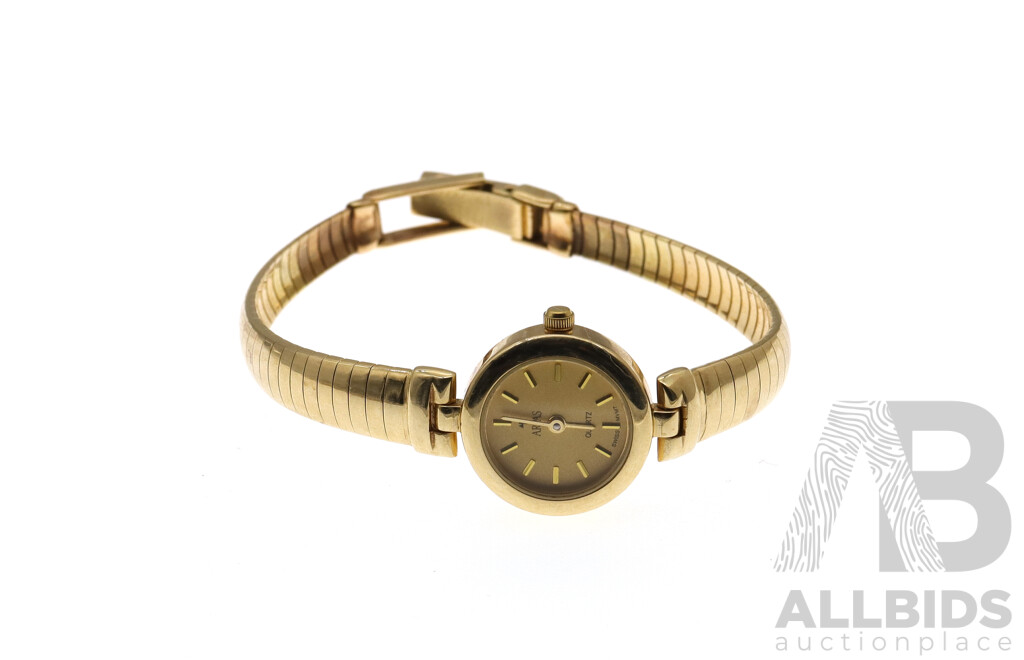 Arpas 14ct Yellow Gold Ladies Watch Including Band, Both Hallmarked 585, 25.0 Grams