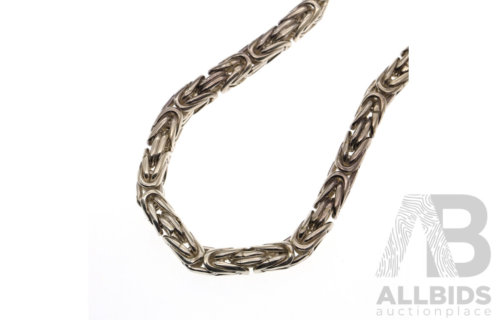 Sterling Silver Heavy Fancy Link Chain, 56cm Long, 165 Grams