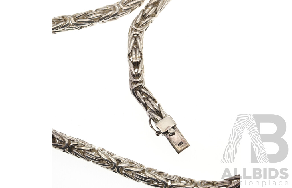 Sterling Silver Heavy Fancy Link Chain, 56cm Long, 165 Grams