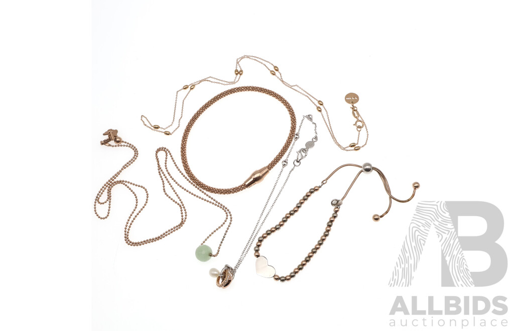 Collection of Sterling Silver Rose Jewellery, Including Najo, Mimco and Other Brands, 21.16 Grams