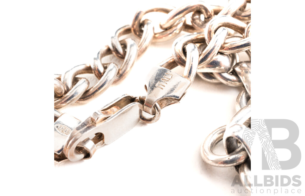 Sterling Silver Vintage Belcher Link Bracelet & Sterling Silver Curb Link Bracelet, 18cm Each, 44.51 Grams