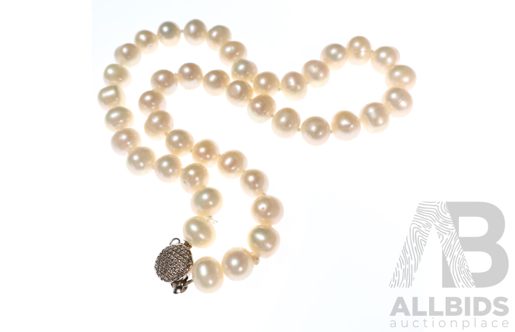 Freshwater Pearl Necklace, 10mm Slightly Baroque, 45cm with Lovely Lustre