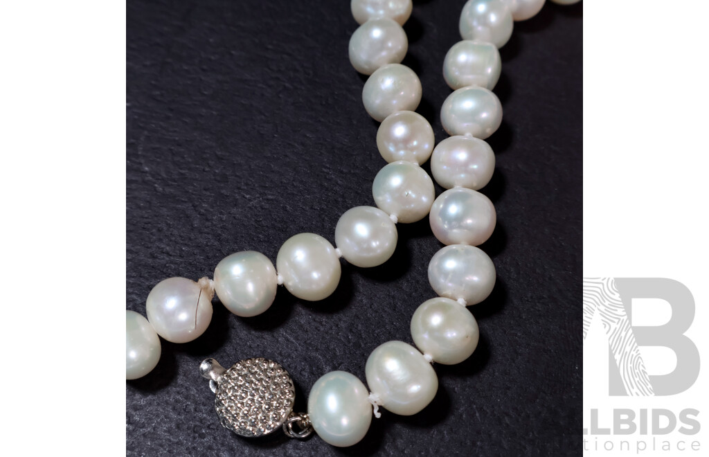 Freshwater Pearl Necklace, 10mm Slightly Baroque, 45cm with Lovely Lustre