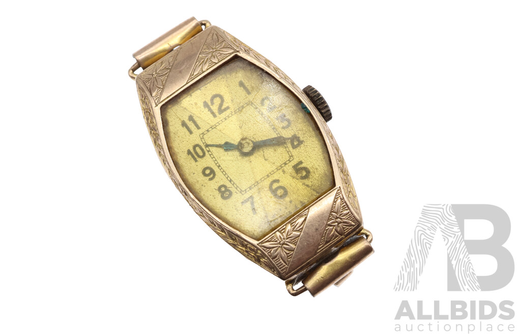 9ct Vintage Handley Ladies Watch, No Band, Casing with Mechanism Removed Weighs 4.16 Grams