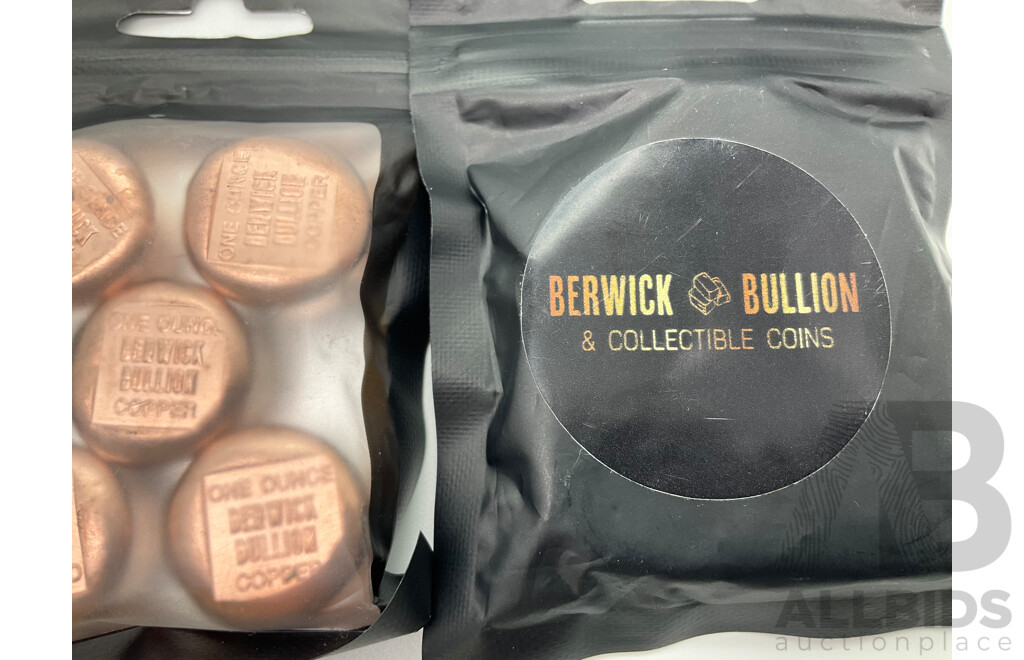 Ten Copper Berwick Bullion One Ounce Ingots