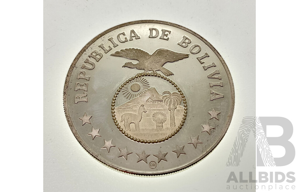 Republic of Bolivia 1979 Silver Proof Two Hundred Pesos Coin .925