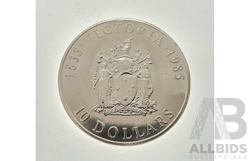 Australian 1985 Silver Ten Dollar Coin, State Series, Victoria .925